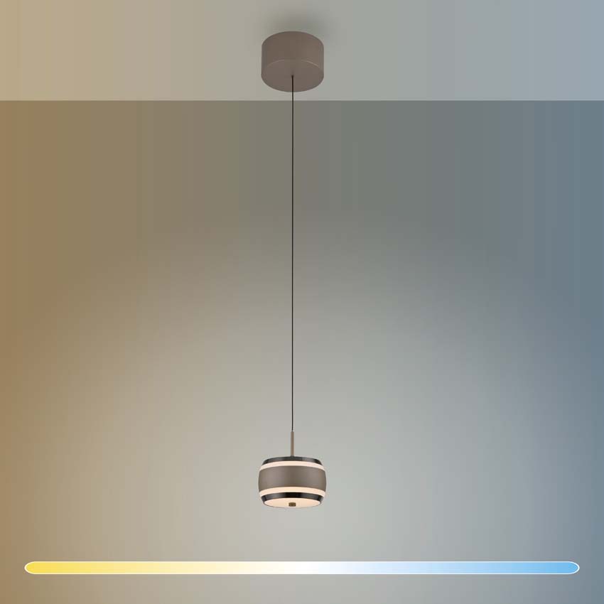 Hanglamp Easy Lift - Brons/chroom - Ø13cm - Dimbaar - 1x8W - 2200-5000K - met afstandsbediening