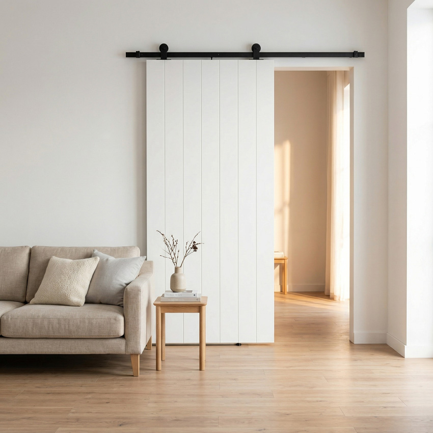 Complete enkele schilder schuifdeur Titus 93x211,5cm + rail antiek zwart