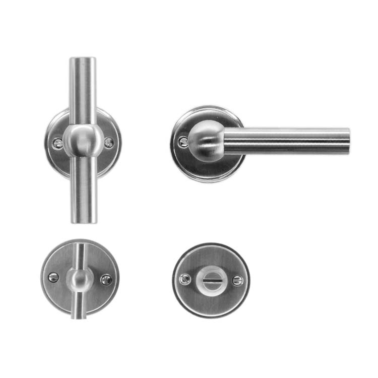 Poignée de porte grado T+L look inox+serrure toilette