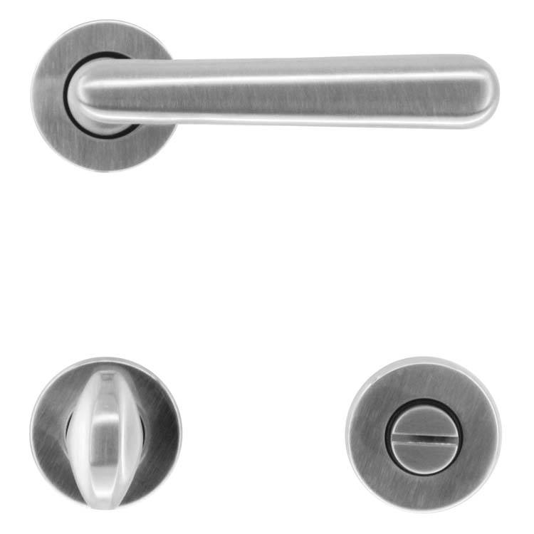 Poignée de porte pro cremona look inox avec serrure toilette