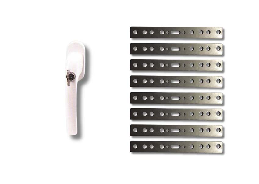 Toebehoren pvc ramen Deceuninck Elegant: 8 ankers+raamkruk wit sleutel