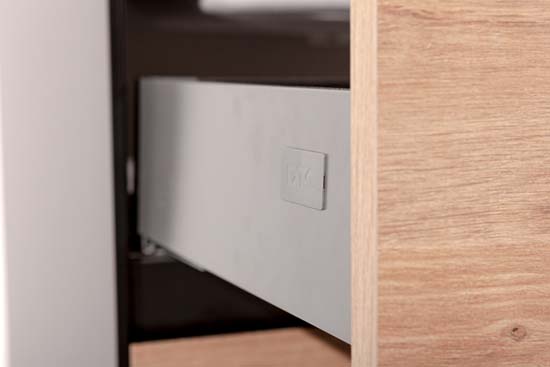 Meuble de salle de bains Molly aspect bois suspendu avec lavabo double blanc brillant 120cm