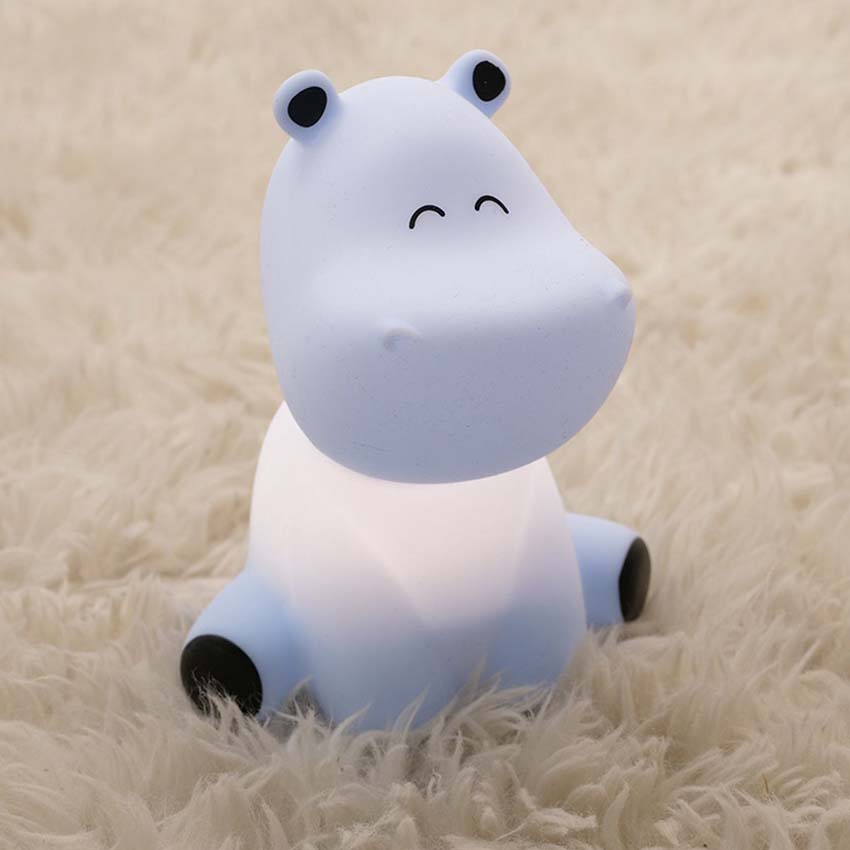 Lampe de table Hippopotame - Blanc - H15cm - Dimmable - LED - 1x5W - RGB/3000K - USB