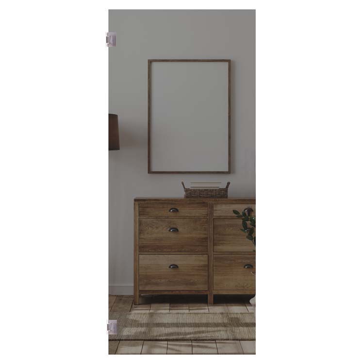 Glazen deur enkel 8mm sky grey+scharnieren inox-maatwerk
