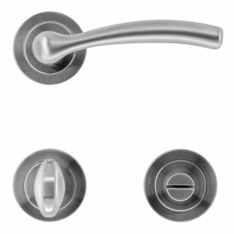 Deurkruk napels inox look met WC-slot