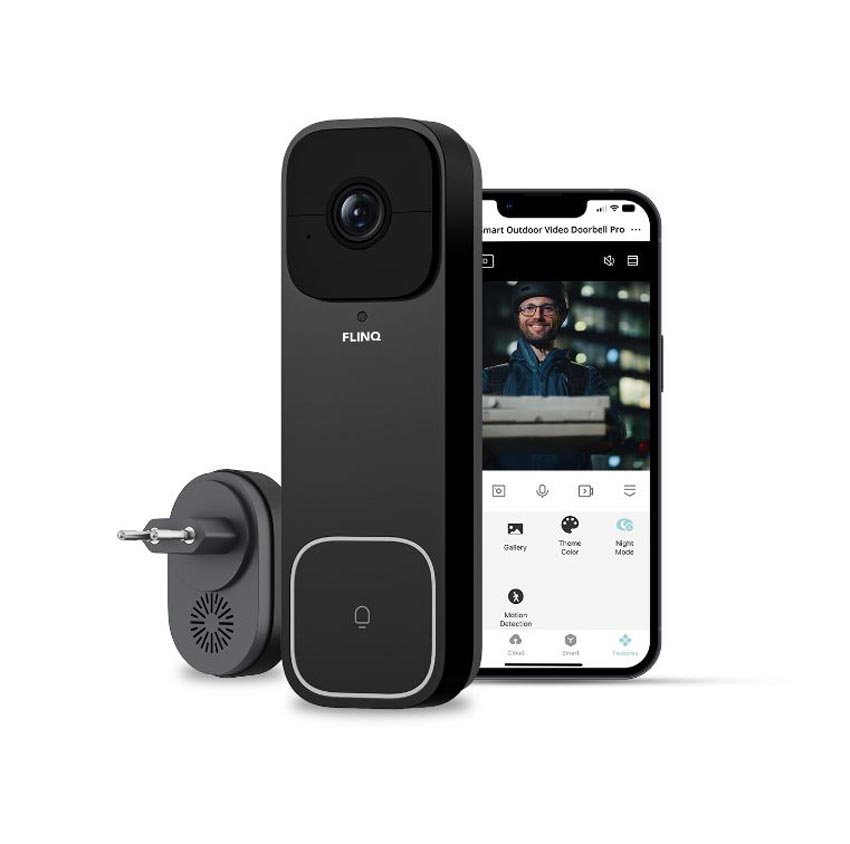 Slimme deurbel video pro draadloos zwart 14,9x4,7x3,1cm