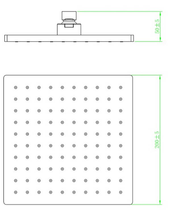 Pommeau de douche Narin carrée chrome 20x20cm