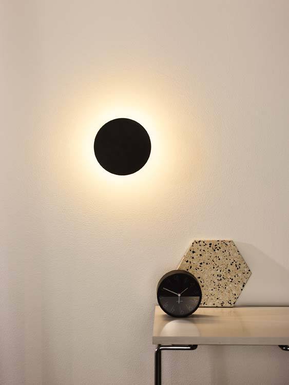 Applique murale ronde - Ø 15 cm - LED - 1x6W 3000K - Noir