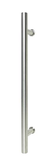 Complete glazen binnendeur Sanded in the middle 78x201cm inox ronde trekker + scharnieren