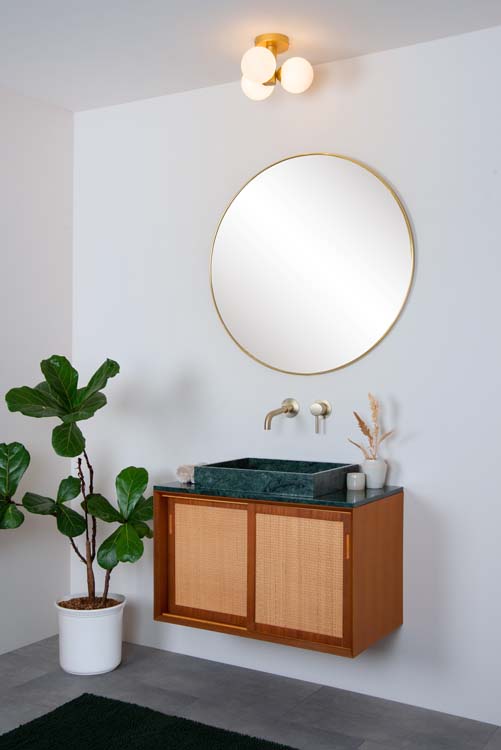 Plafonnier Salle de bains - Ø 28 cm - 3xG9 - IP44 - Or Mat / Laiton