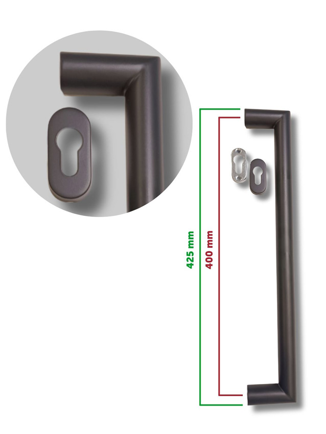 Poignée de porte Fallon anthracite 425mm + rosace