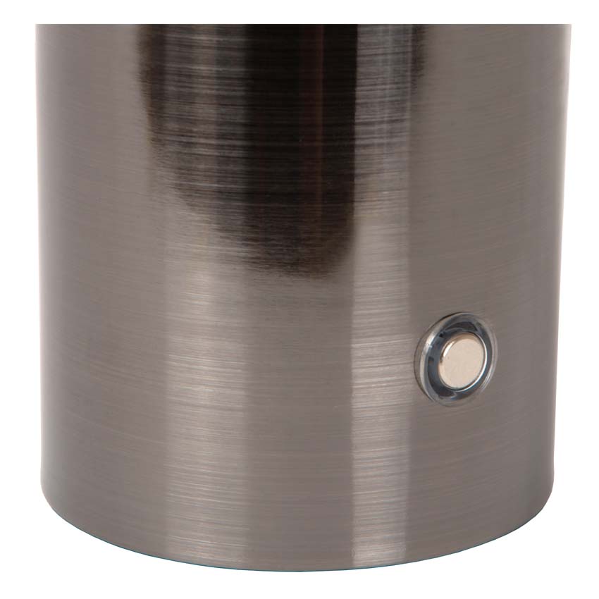 Lucide VIVO - Oplaadbare Tafellamp - Accu/Batterij - Ø 8 cm - LED Dimb. - E27 - 1x1W 2700K - Mat zwart chroom