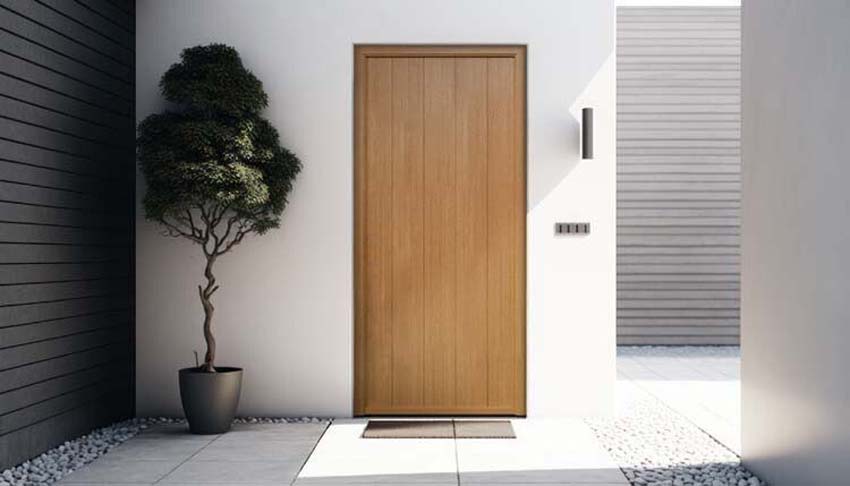 Porte extérieure meranti Duero verticale nature B 980 x H 2180 mm G
