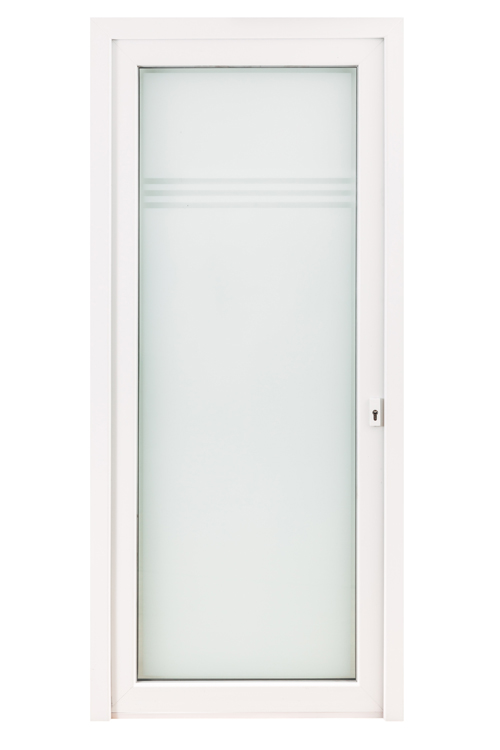 Porte extérieure 3 lignes claires PVC verre mat blanc 980x2180mm ouvrant à droite