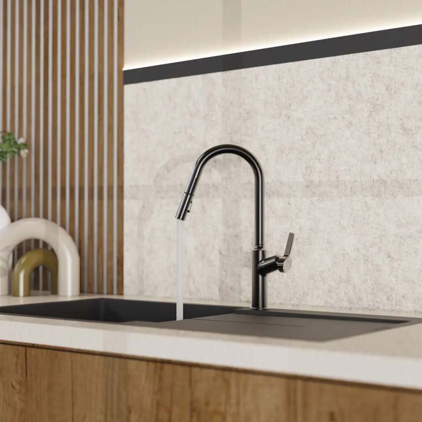 Robinet de cuisine Wasserwerk WK 12 graphite mat avec bec extractible