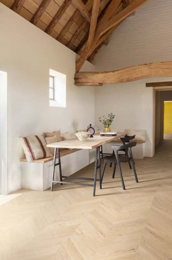 Staal vinyl vloer Floorify Maurice Hongaarse punt licht eik