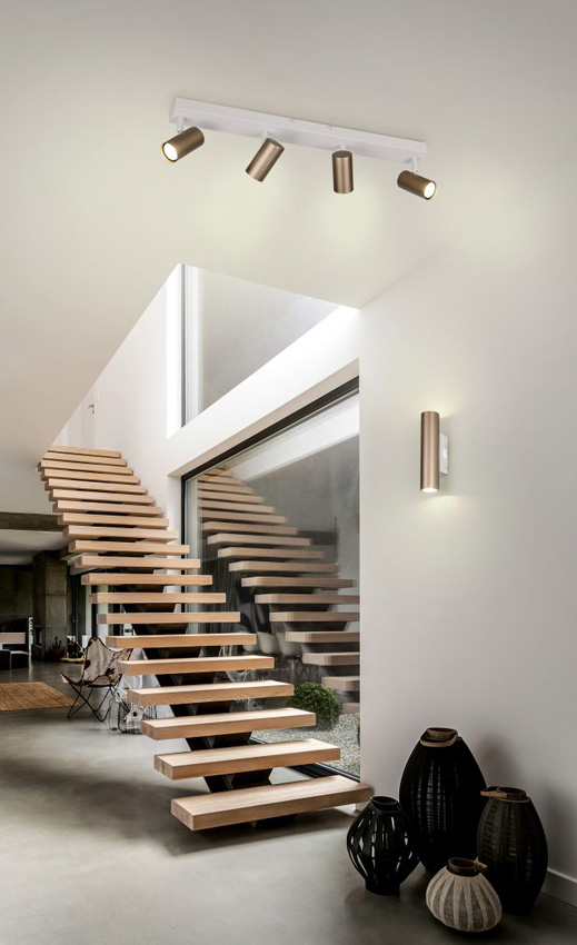 Spot en saillie - beige/café - 62x6x13,5cm - dimmable - GU10 MR11 - 4x5W