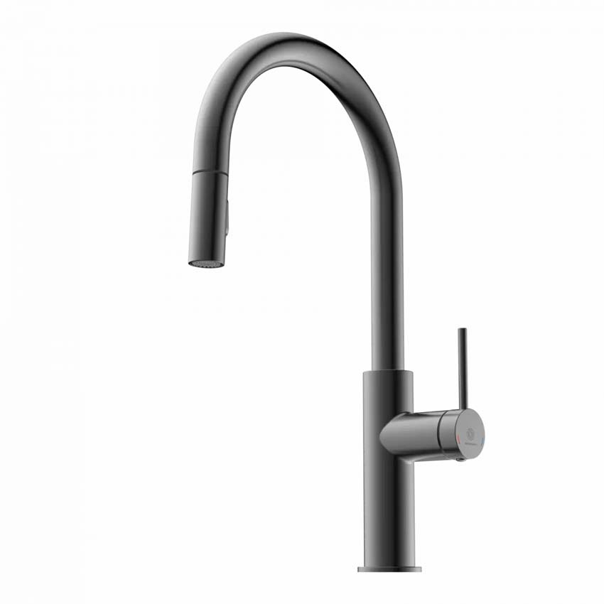 Robinet de cuisine Wasserwerk WK 13 Sphere graphite mat avec bec extractible