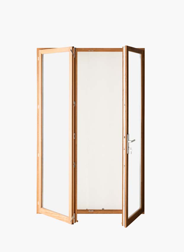 Houten terrasraam 2-vleugels Meranti Trae 55mm naturel 1000 x 2150 mm