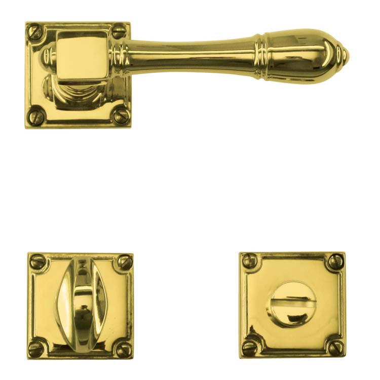 Poignée de porte pro prato cuivre non verni avec serrure toilette