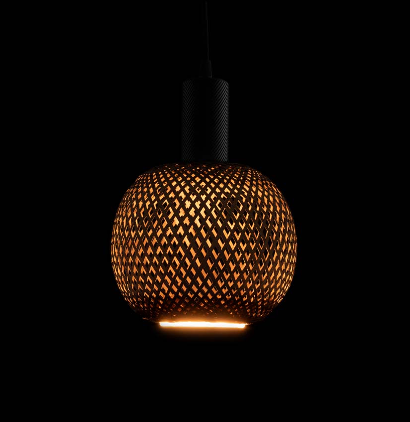 Lampe LED floating Bambou - E27 - bronze - Ø18cm - dimmable - 5W - 270lm - 2200K - globe