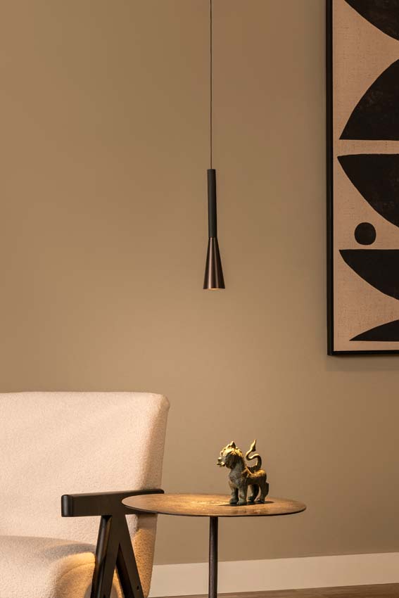 Lucide Premium Joakim - Hanglamp - Ø7,7cm - LED Dimbaar - CCT - 1x7W 2700K/4000K - Koffie