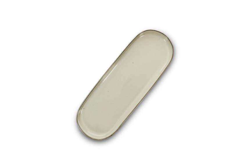 Plat de service Salt & Pepper Meridian en faïence beige 38x14x2,5cm
