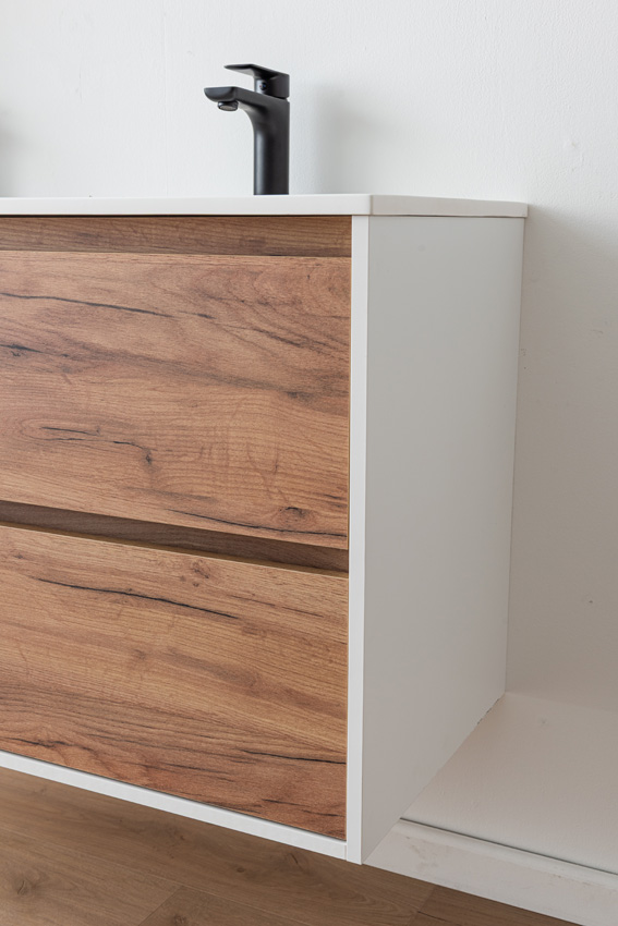 Badkamermeubel Treviso eik/wit met dubbele wastafel mat wit 120cm