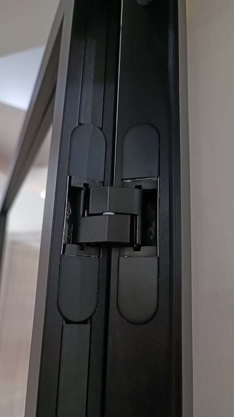 Porte intérieure double vitrée Luxe Dimaro Nero verre mat sur mesure noir poussant à droite