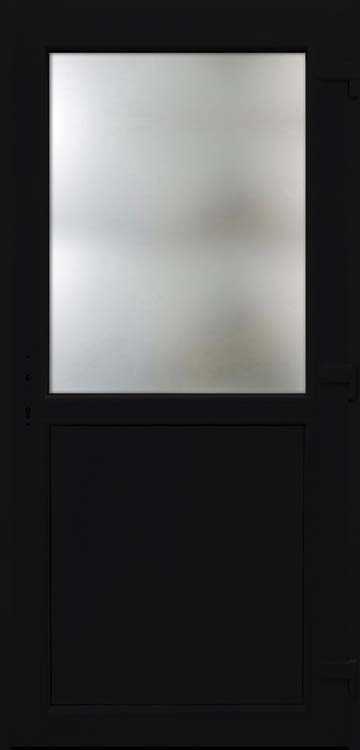 Porte extérieure demi-vitrée PVC noire D vitrage clair 980x2180mm