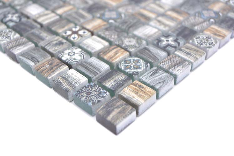 Mozaïek Retro Mix donkerbruin mat 30x30cm