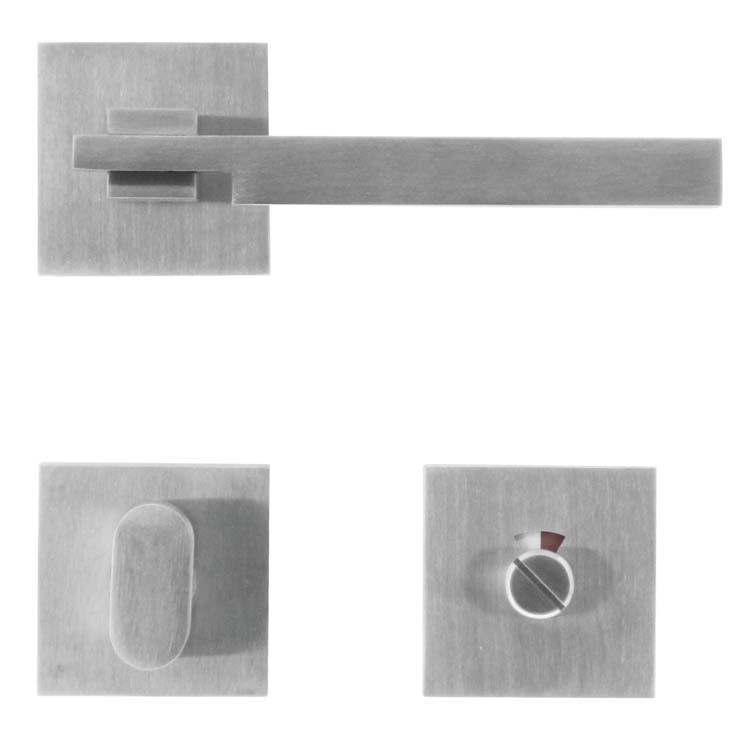 Poignée de porte carré 2 inox plus avec serrure toilette