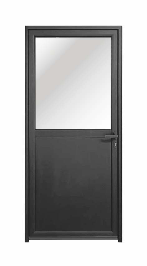 Porte extérieure Tavira en aluminium verre clair noir 960x2180mm poussant à gauche