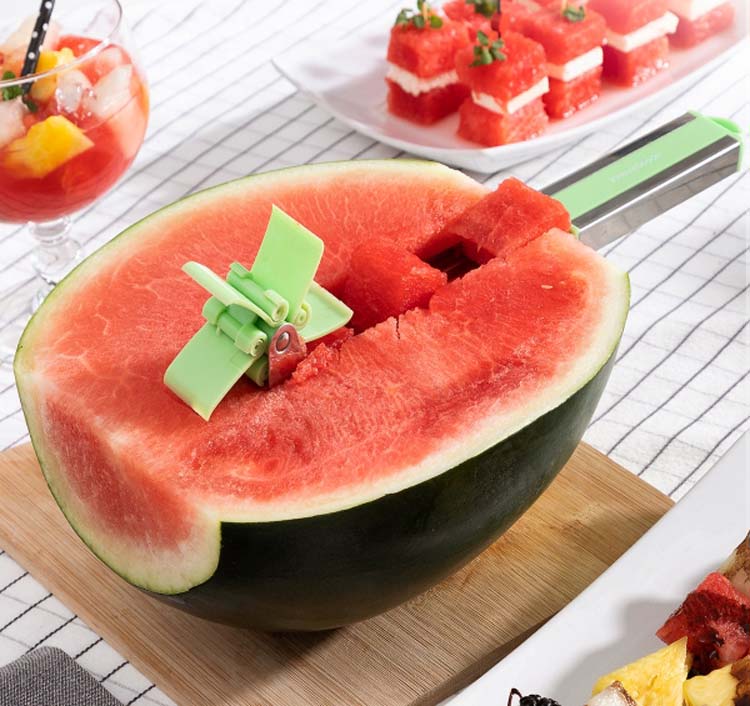 Watermeloenblokjes snijder RVS groen