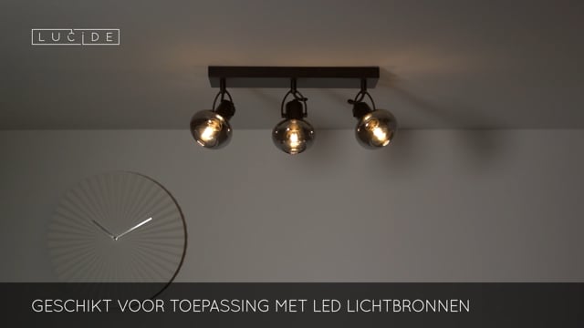 Lucide MADEE - Plafondspot met 3 spots - E14 - Zwart