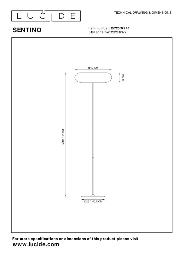 Lucide SENTINO - Vloerlamp - Ø 40 cm - 3xG9 - Taupe