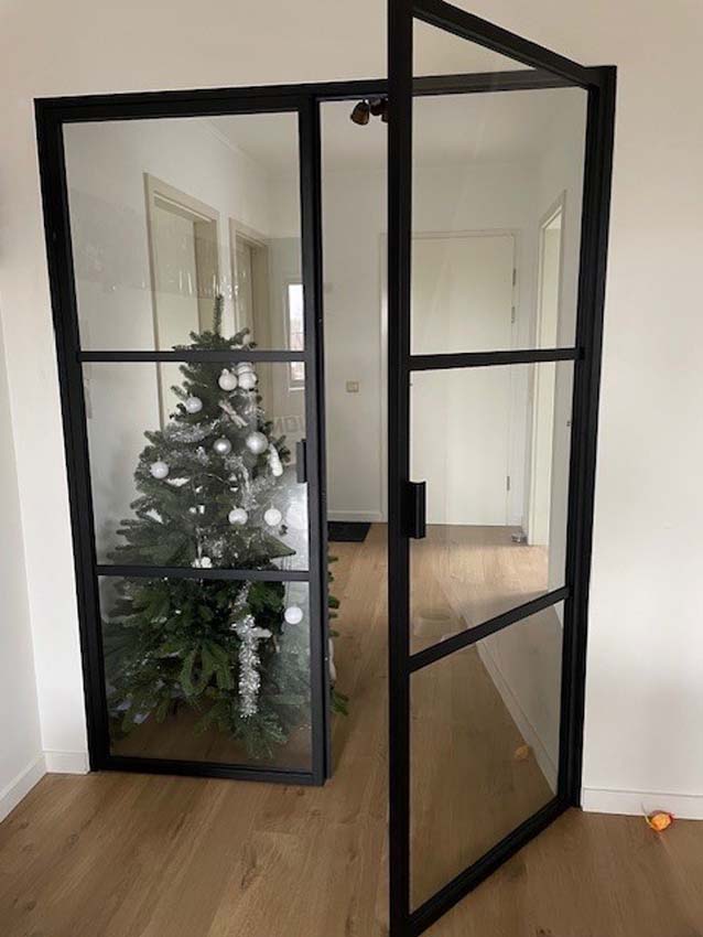 Porte intérieure double en alu luxe Dimaro Nero gauche sur mesure