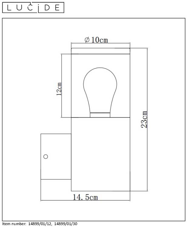 Lucide FEDOR - Wandlamp Buiten - E27 - IP44 - Zwart