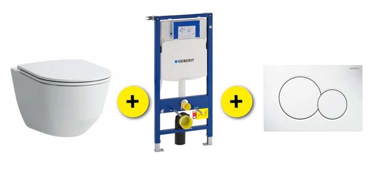 Set de toilette Laufen Pro blanc avec siège de WC softclose + reservoir encastré UP320 + plaque de commande Sigma 01 blanc