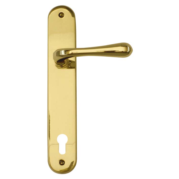 Poignée de porte alba cuivre sur bouclier avec cylindre