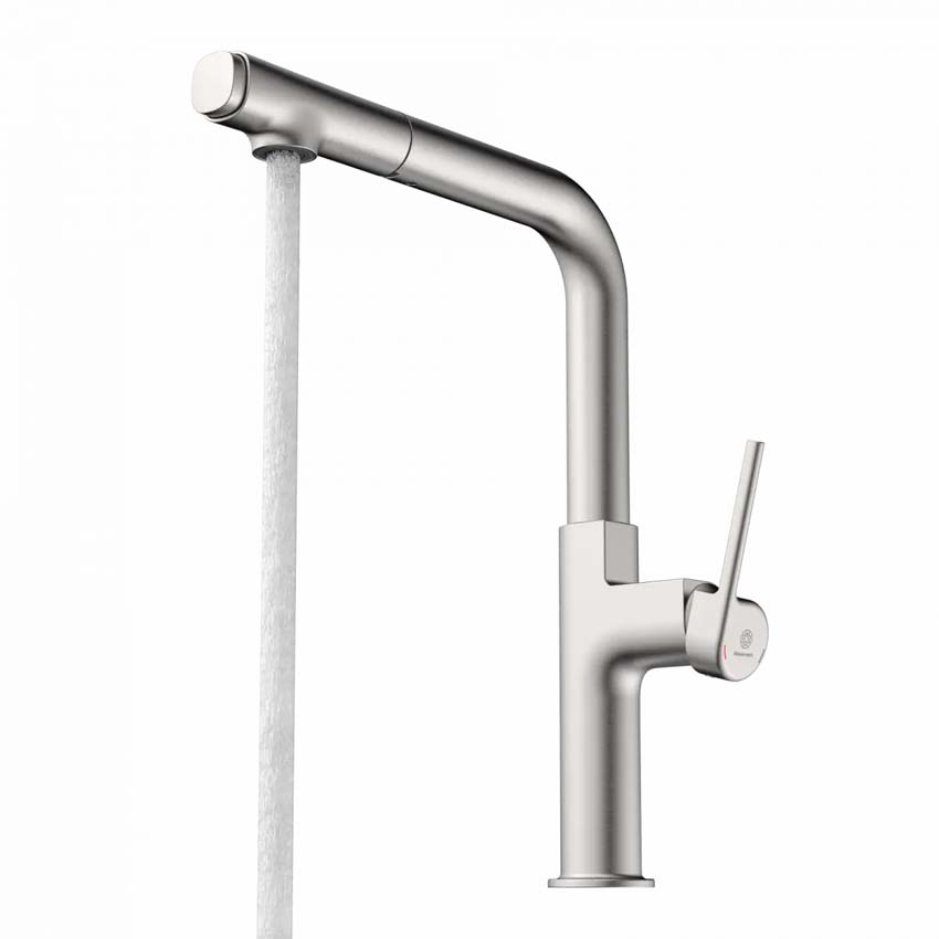 Robinet de cuisine Wasserwerk WK 11 aspect inox avec bec extractible