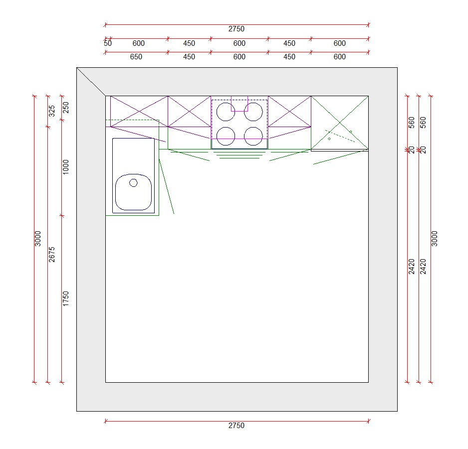 Hoekkeuken Premium 12B donkergrijs 275x130cm - voorgemonteerd - met toestellen - vitrokeramische kookplaat en inox wanddampkap
