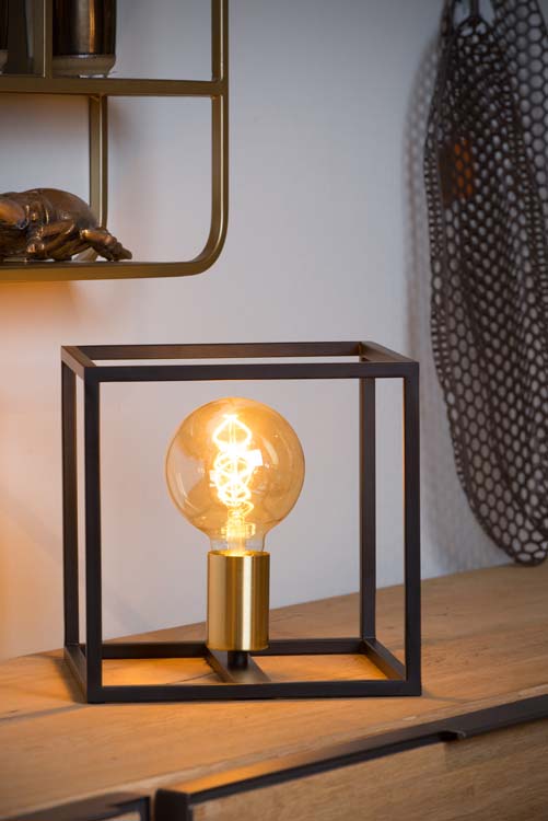 Tafellamp - zwart/messing - E27 - 40W