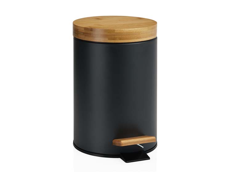 Poubelle noir 3l avec couverture bambou
