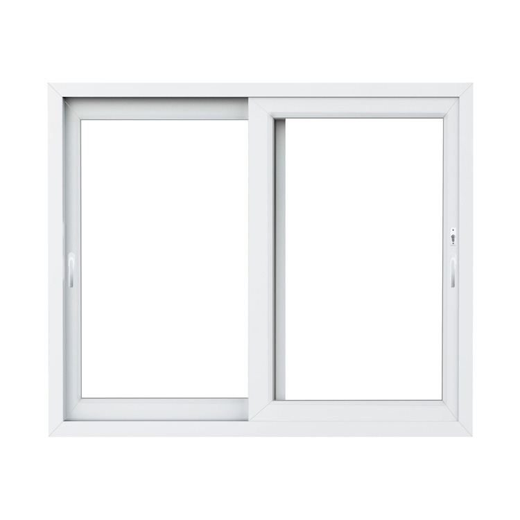 Schuifraam Stabilotec PVC op maat met cilinderslot kwartsgrijs/wit met 2 schuivende vleugels