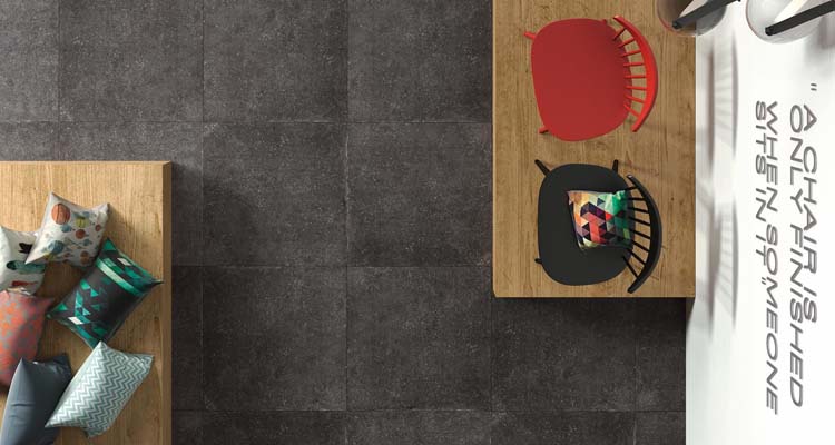 Carrelage de sol et mural Malmedy imitation pierre bleue gris foncé 90x90cm