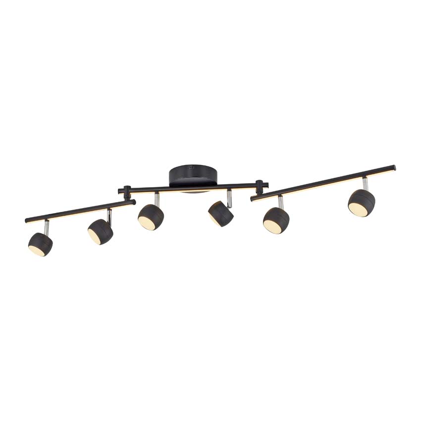 Spot plafond - noir - 40,5-111cm - dimbaar - 6x5,53W - 3000K