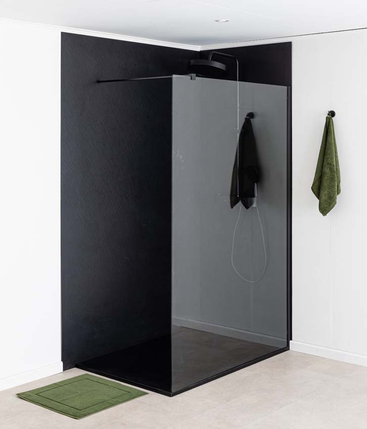 Douchewandbekleding Milo Slate set 91,4 + 152,4 x 243,8cm mat zwart