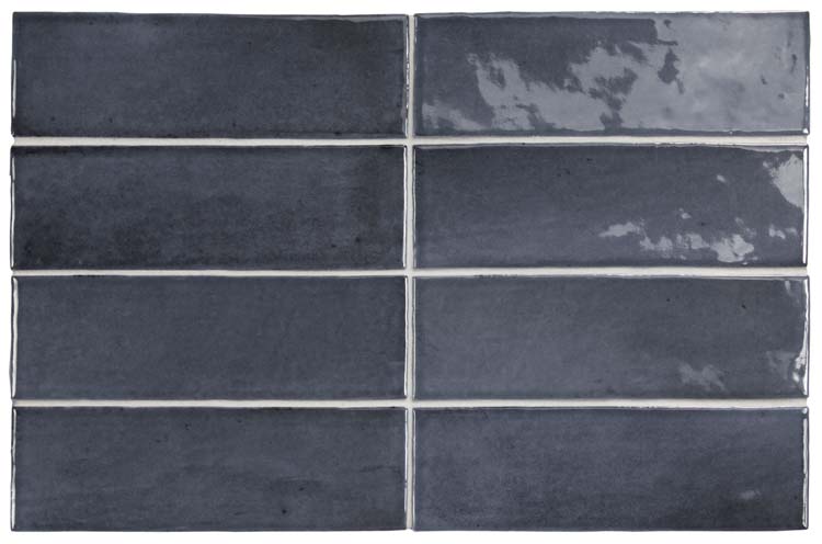 Carrelage mural Nono bleu jean brillant 5x15cm