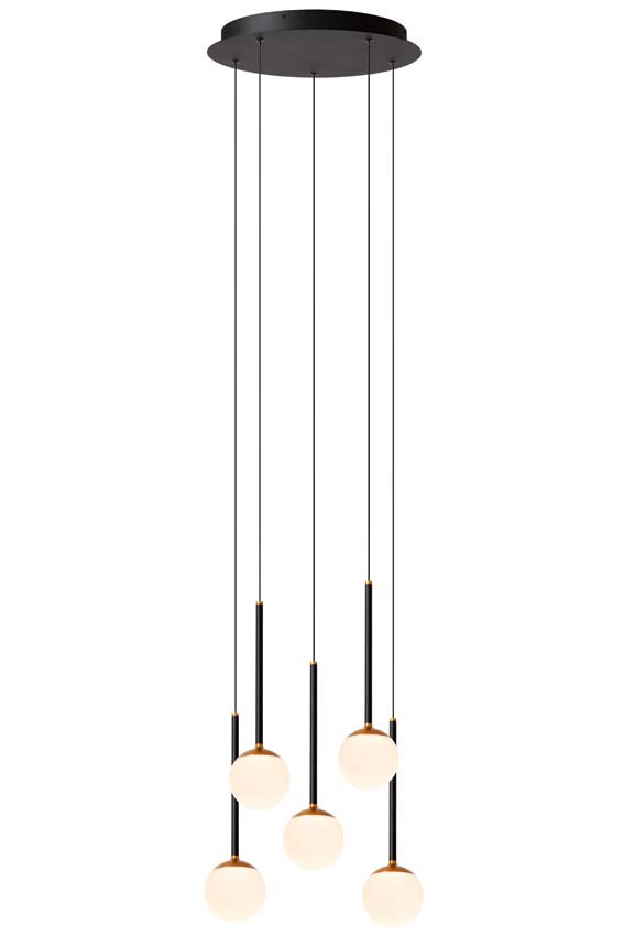 Lucide Premium Calina - Suspension - Ø41,9cm - LED dimmable - CCT - 5x7,4W 2200K/3300K - Noir